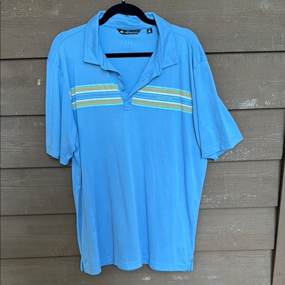 Travis Mathew Blue Striped Sweatwicking Polo Shirt size XL - Picture 1 of 5